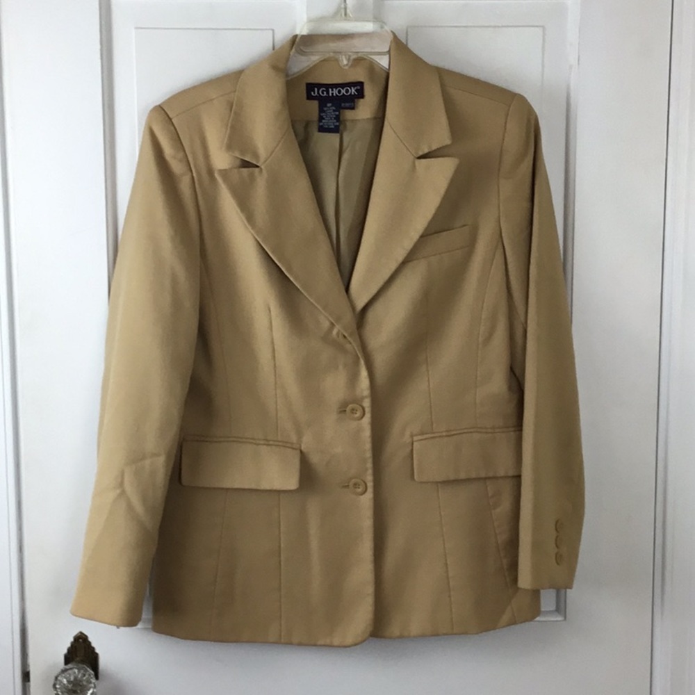 Vintage JG Hook 100% Wool Camel Tan Blazer Jacket 8P